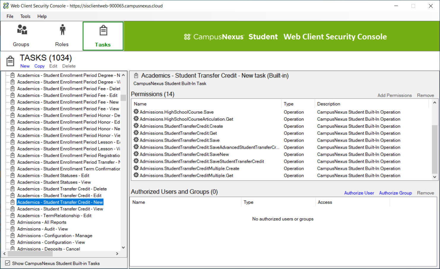 Operations for Student entity