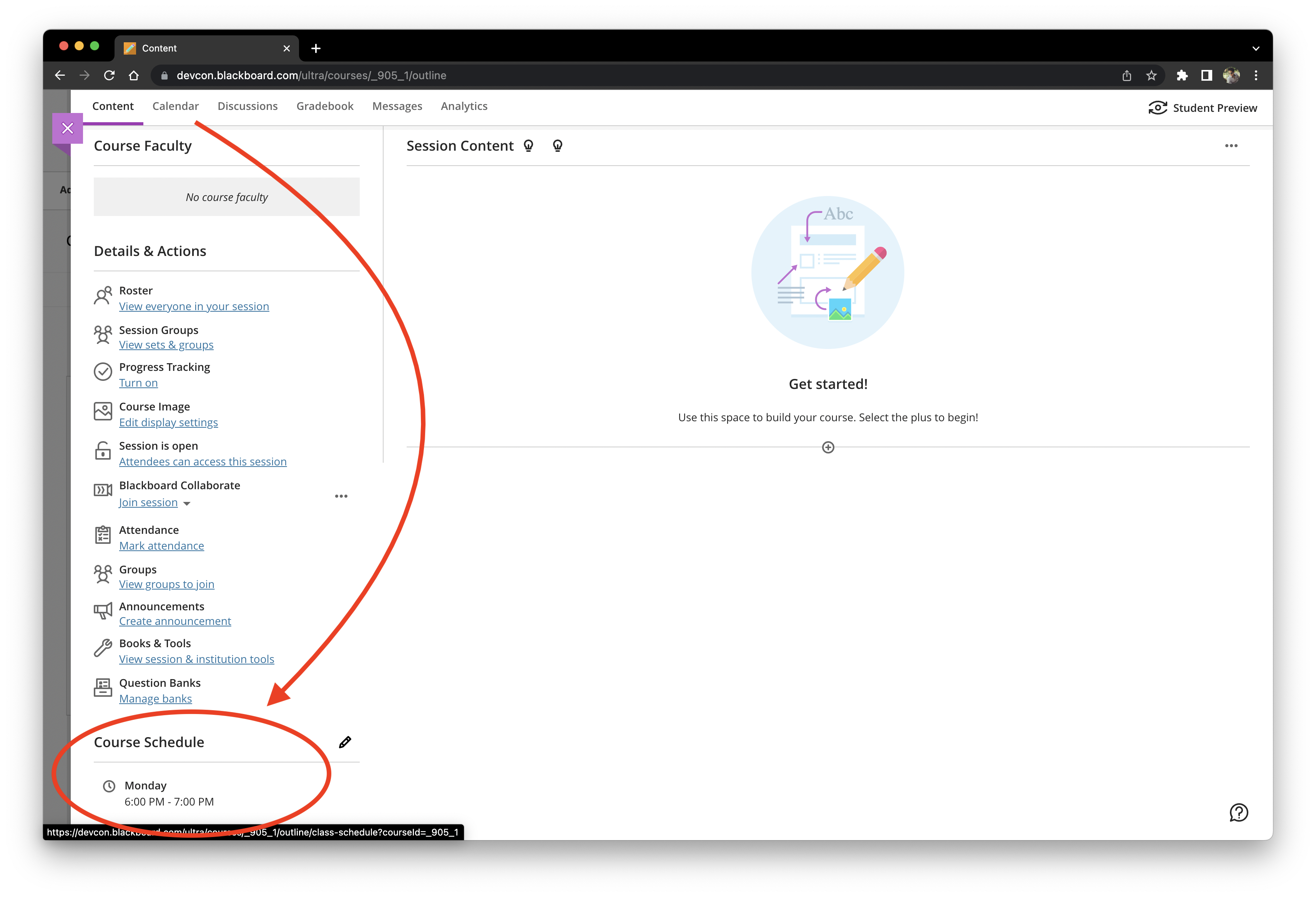 Calendar api image in learn in a course