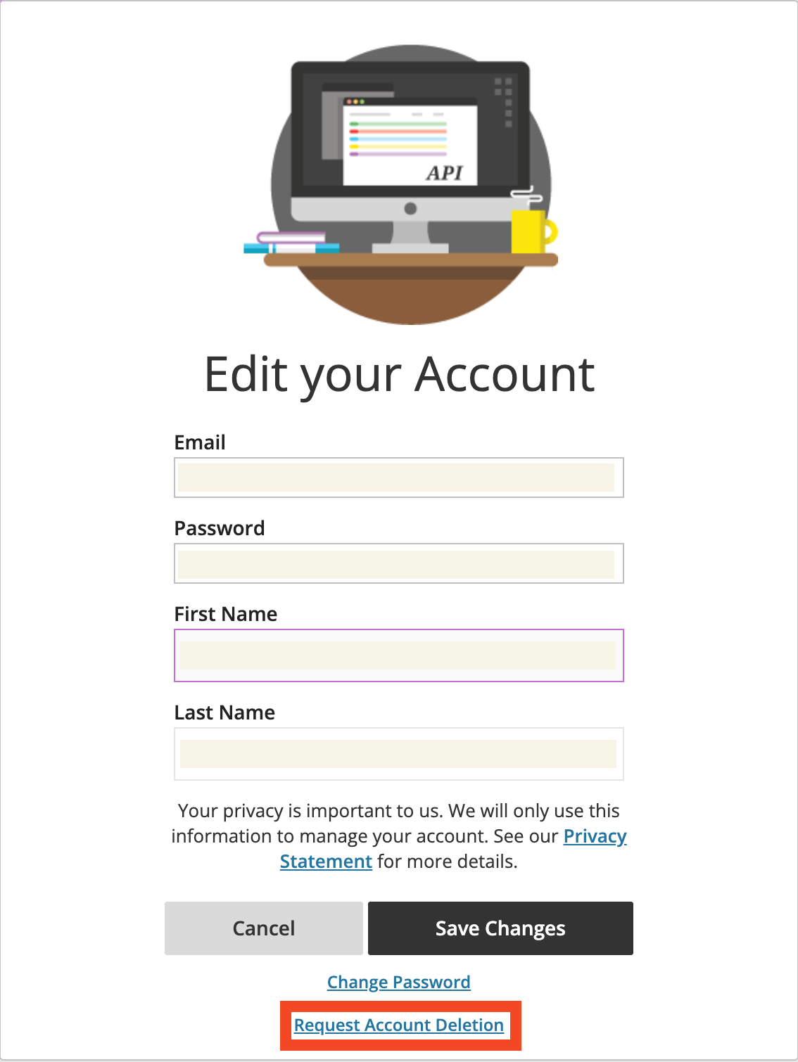 Image 1. Account Management Page