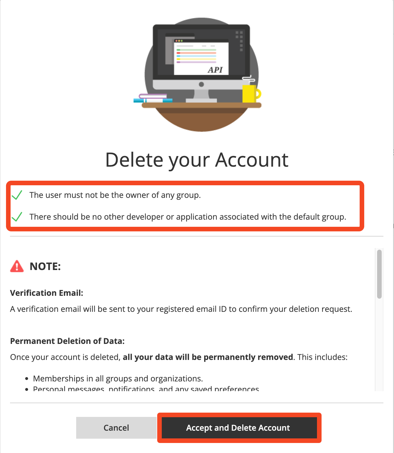 Image 2. Validation Check: Proceed with Account Deletion