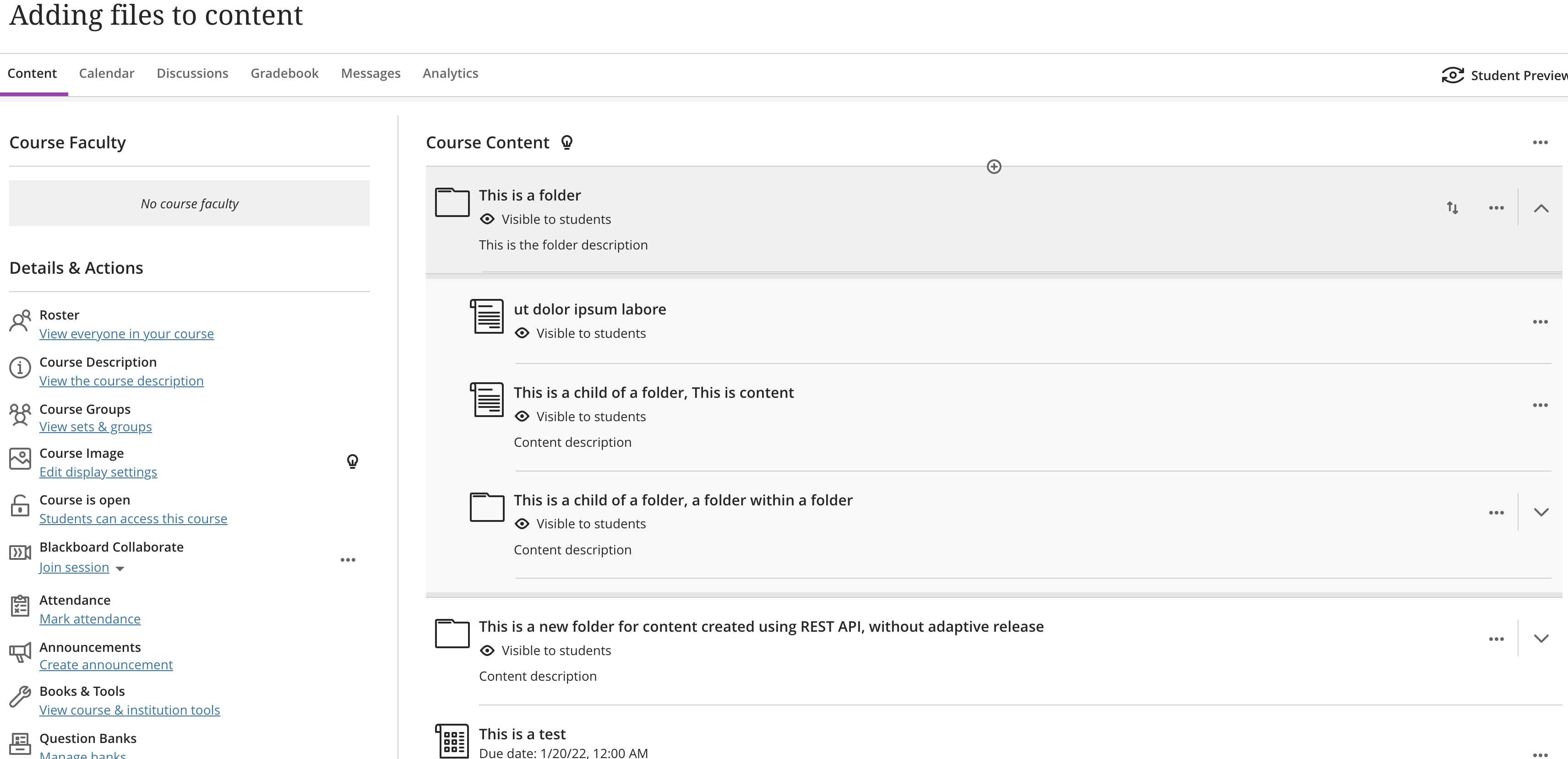 Creating content with the api
